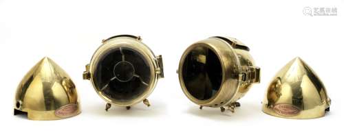 A superb pair of Fausto & Pietro Carello Fratelli acetylene headlamps, Torino, Italian, circa 190...