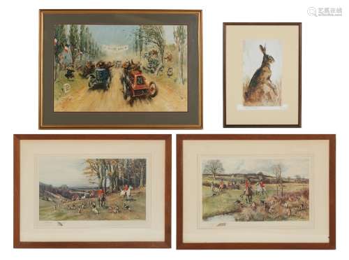 Property of a lady - four assorted framed & glazed prints including a pair of hunting prints