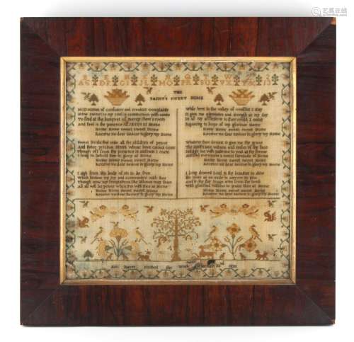 Property of a lady - a 19th century sampler entitled 'THE SAINT'S SWEET HOME', by Ann Raves, dated