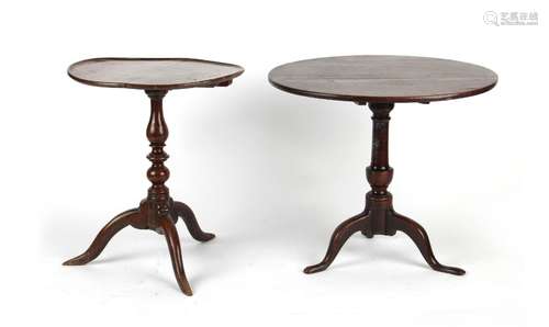 Property of a deceased estate - two oak circular topped tripod tables, 18th century & later (2).