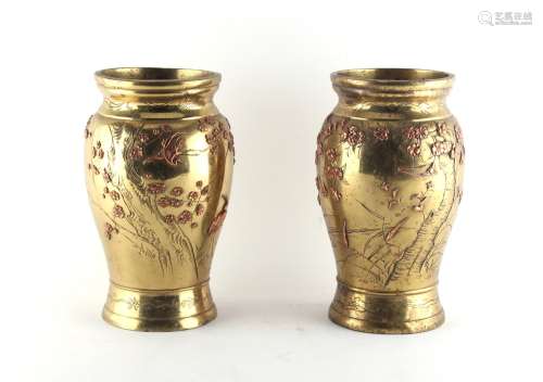 Property of a deceased estate - a pair of late 19th / early 20th century Japanese bronze & copper
