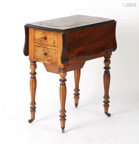 Property of a lady - a late 19th century Continental walnut drop-leaf occasional table with two