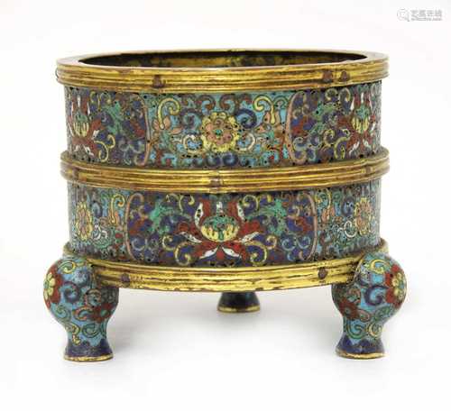 A Chinese cloisonné incense burner,