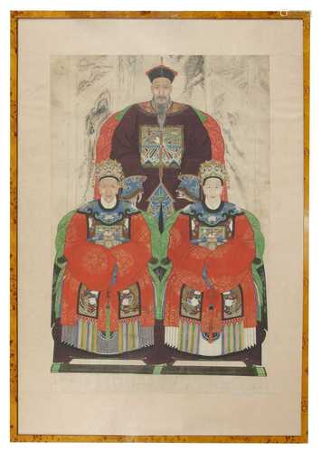 A large Chinese ancestor portrait painting,