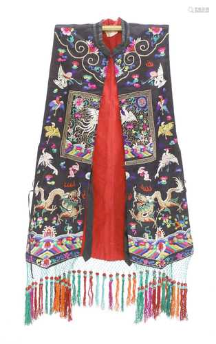 A Chinese embroidered silk vest xiapei,