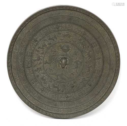 A Chinese bronze mirror,