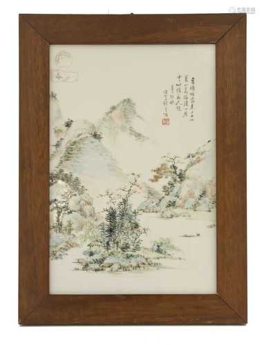 A Chinese porcelain panel,