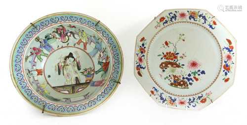 A Chinese export famille rose dish,