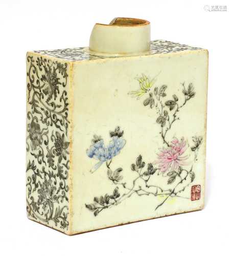 A Chinese famille rose tea caddy,