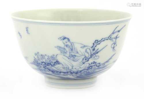 A Chinese blue and white tea bowl,