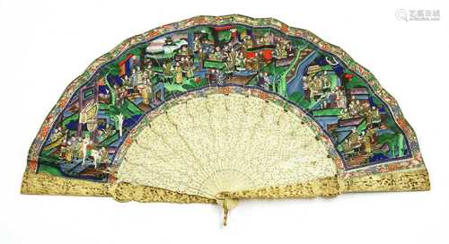 A Chinese ivory brisé fan,