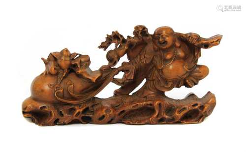 A Chinese wood carving,