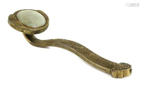 A Chinese gilt bronze ruyi sceptre,