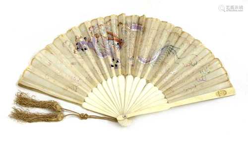 A Chinese ivory brisé fan,