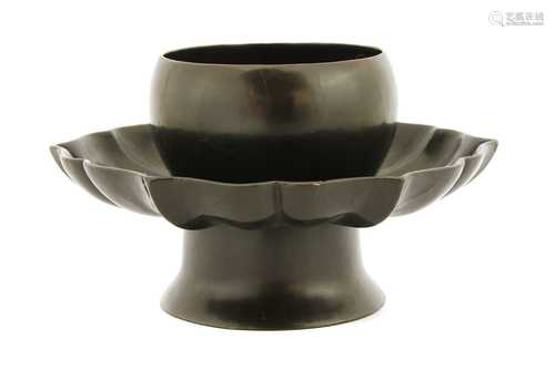 A Chinese brown-lacquered cup stand,