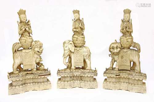 Three Chinese ivory carvings,