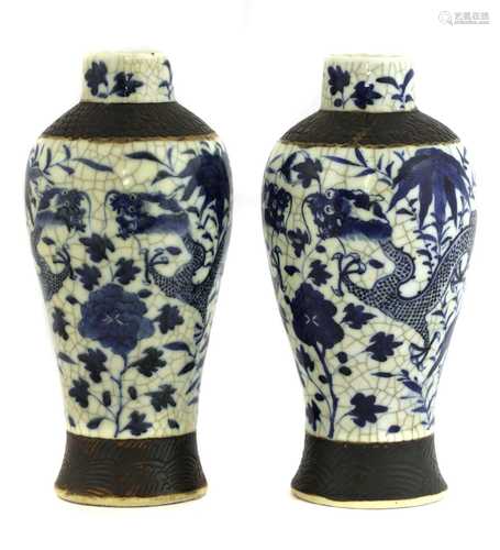 A pair of Chinese blue and white vases,