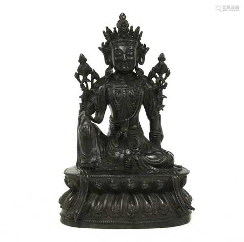 A Chinese bronze bodhisattva,