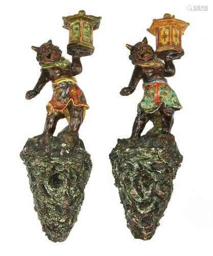 A pair of Japanese stoneware figures,