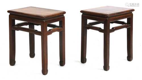 A pair of Chinese hardwood vase stands,