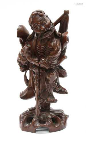 A Chinese wood carving,