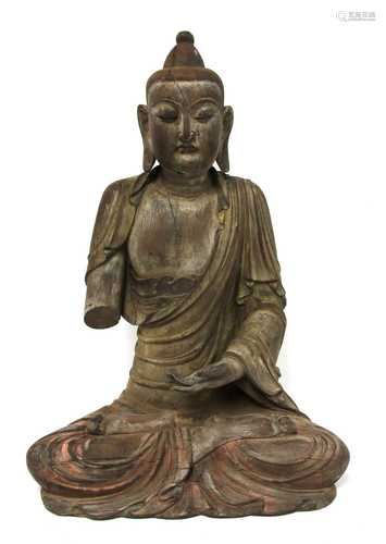 A Chinese wood Buddha,