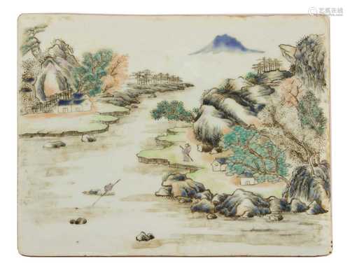 A Chinese porcelain plaque,