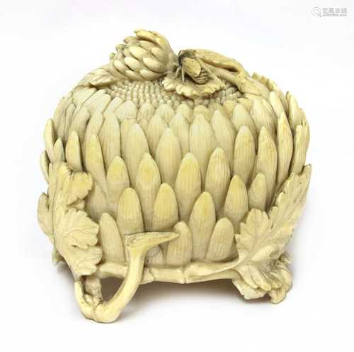 A Japanese ivory box and cover,