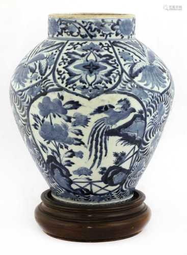 A Japanese Arita blue and white vase,