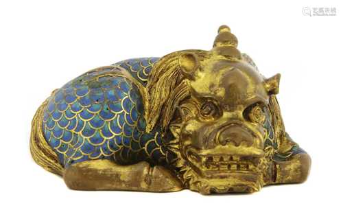 A Chinese cloisonné weight,