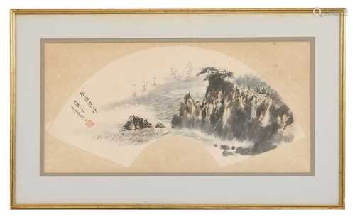 Two Chinese gouache paintings,