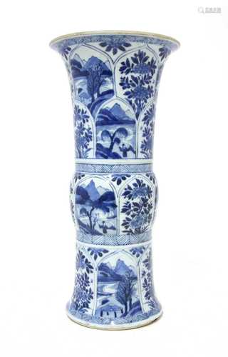 A Chinese blue and white gu vase,