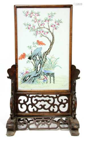 A Chinese famille rose table screen,