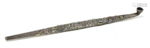 A Japanese silver two-part kiseru pipe,
