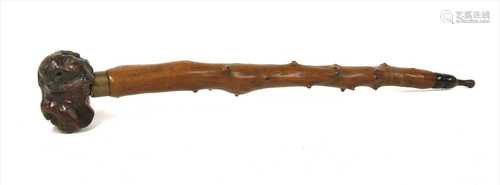 A Chinese rootwood and branch opium pipe,