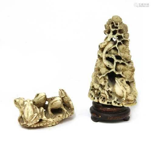 Two Japanese ivory netsuke,