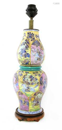 A Chinese clobbered blue and white vase,