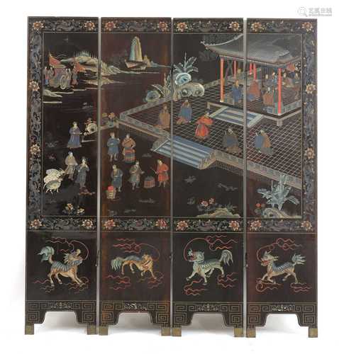 A Chinese four-fold screen,