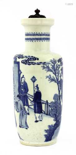 A Chinese blue and white vase,