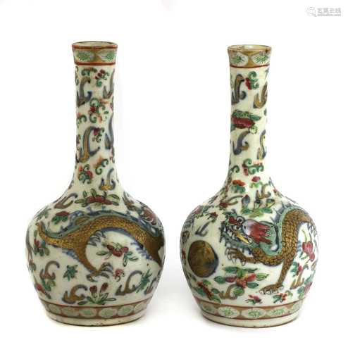 A pair of Chinese famille rose vases,