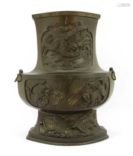 A Japanese bronze vase,