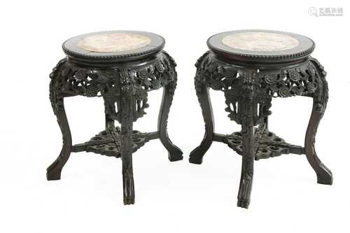 A pair of Chinese carved hardwood stands,