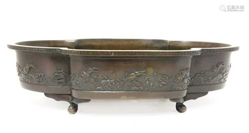 A Japanese bronze jardinière,