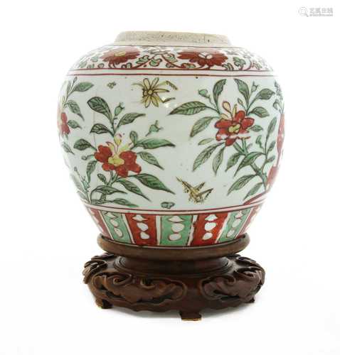 A Chinese polychrome-decorated jar,