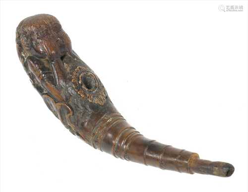 An unusual Chinese carved bamboo pipe bowl,