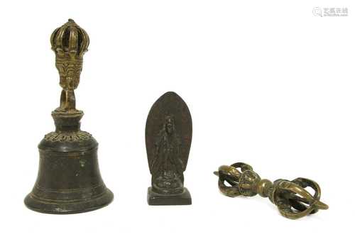 A Tibetan Buddhist ghanta and a vajra,