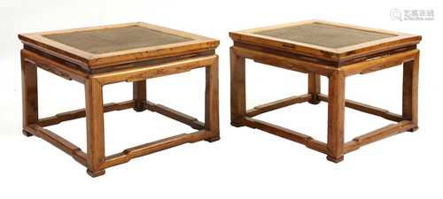 A pair of Chinese hardwood tables,