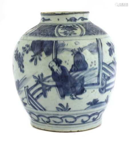 A Chinese blue and white jar,