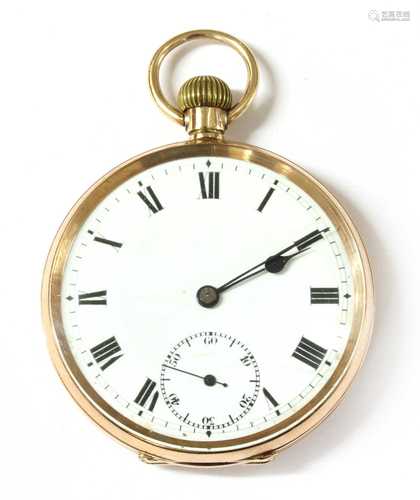 A 9ct gold top wind open-faced pocket watch,