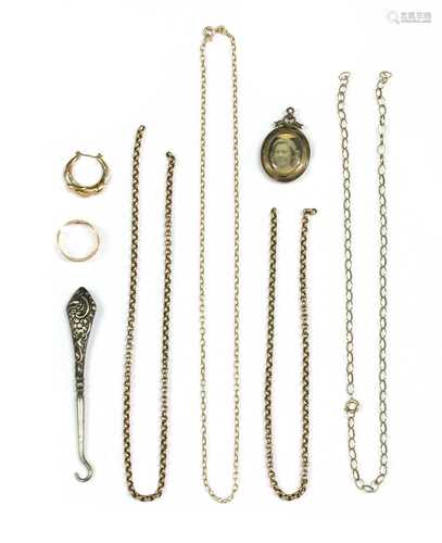 A quantity of gold and costume jewellery,